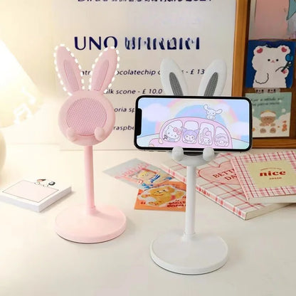 The cute bunny cell phone holder can lift and adjust the accessories of the desk phone holder/phone grip.