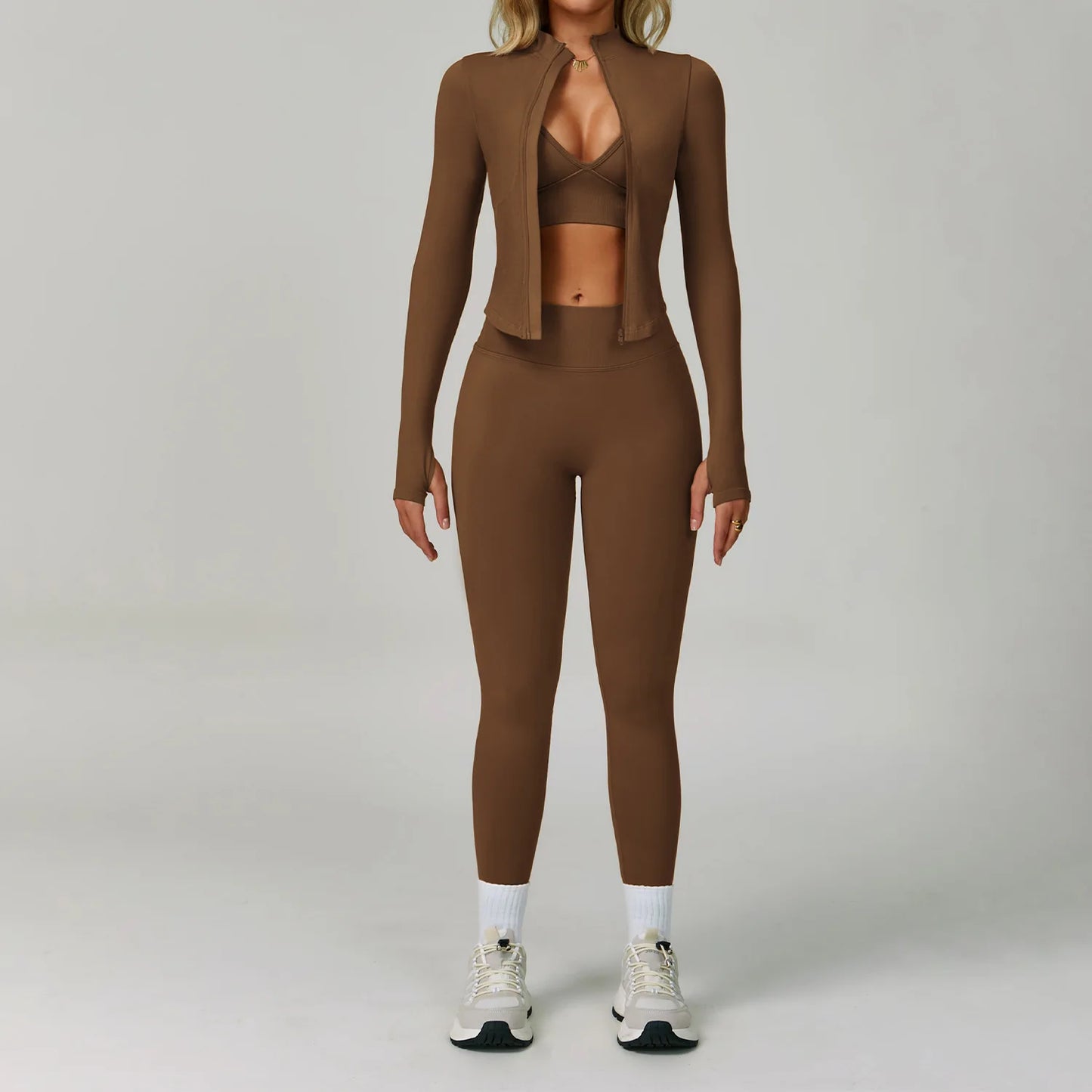 2/3PCS Yoga Suit Sports Set Women Tracksuit Gym Set Seamless Running Workout Set Push Up Long Sleeve Sports Jacket Yoga Clothing