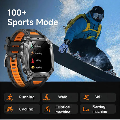 Robust military smart watch 1400Mah battery fitness tracking 10ATM waterproof tactical sports flashlight men's phone watch