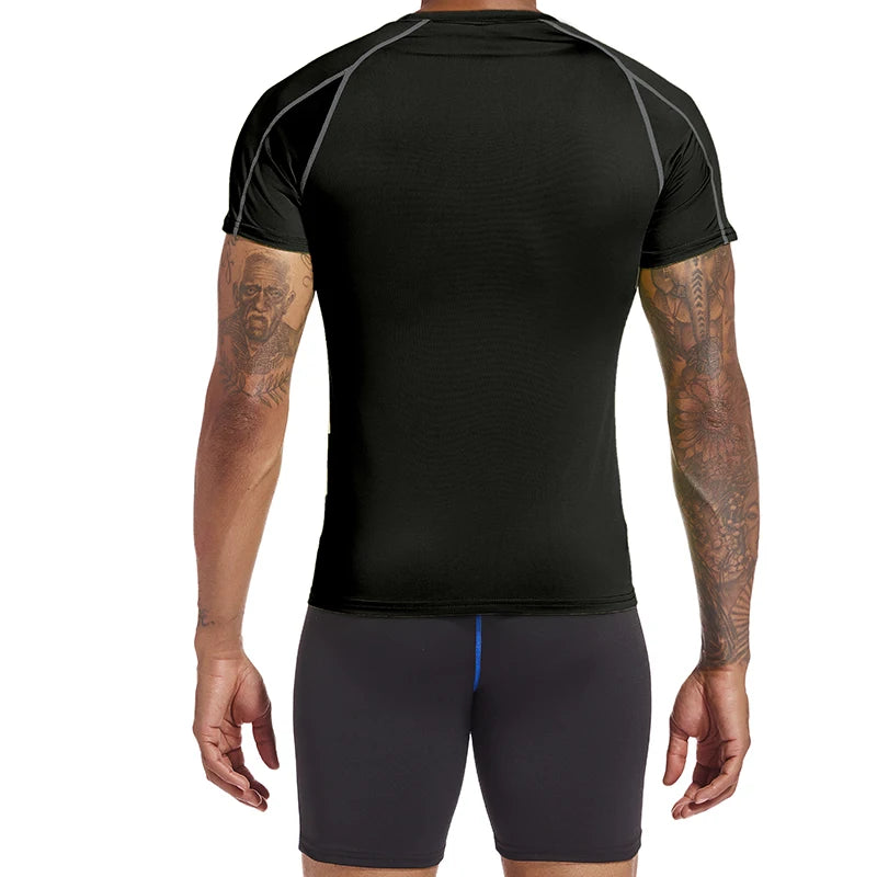 Summer Men Running T Shirt Sportswear Male Elastic T-shirt Gym Fitness Tops Tee Athletic Tights Sport Compression T Shirt Men