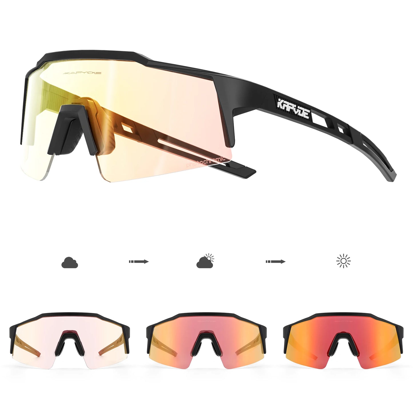 Kapvoe Photochromic Cycling Sunglasses for Men Women Bike Glasses Riding Driving UV400 Mountain Bicycle Goggles Eyewear Sports