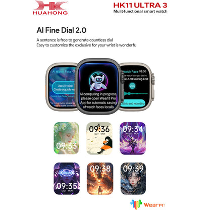 Original HK11 ULTRA3 Smart Watch Support TWS Earphone Connect Network Share Connection AI Robots Receive Call AMOLED Smartwatch