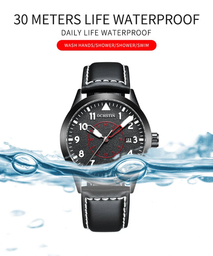 OCHSTIN Men Automatic Mechanical Movement Watch Leather Strap Nylon Male Clock Fashion Waterproof for Men Gift Wirstwatches