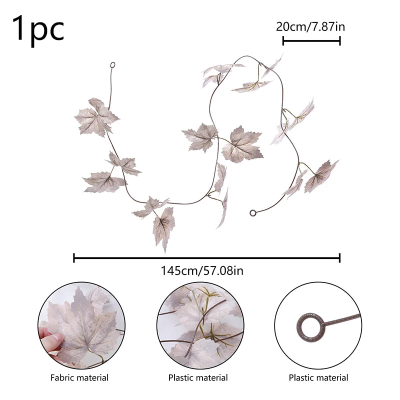 1pc simulation maple leaf vine, artificial leaves, autumn, Christmas, Halloween, harvest festival, Thanksgiving decoration