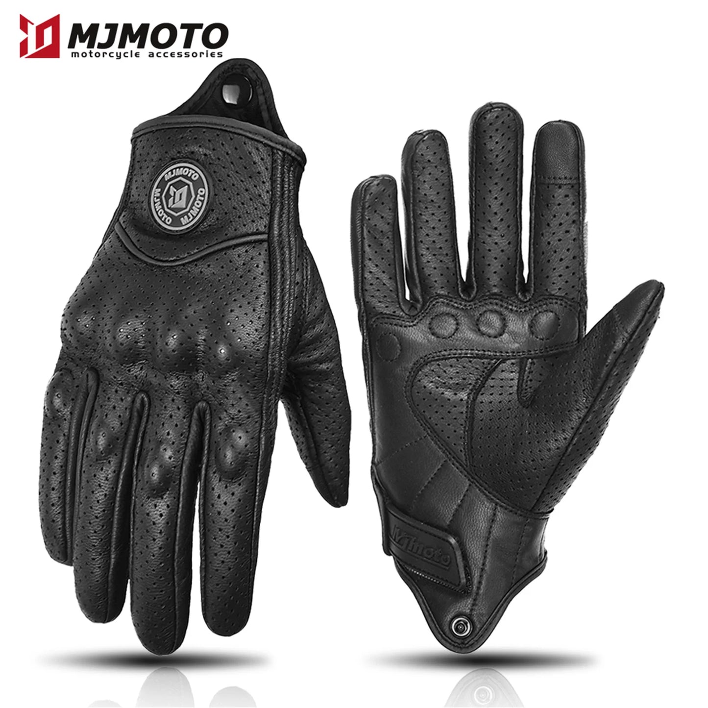 Classic Retro Leather Motorcycle Gloves Summer Wear-Resistant Anti-Slip Men Women Mountain Bike Moto Biker Bicycle Accessories
