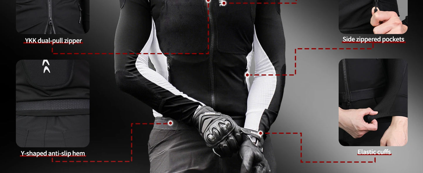 WOSAWE Men's Motorcycle Racing Jacket Off-Road CE Protective Gear Motocross Soft Armor Body Protector Sports Racing Equipment