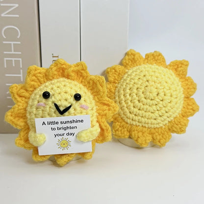 Cute Mini Positive Crochet Bee Hand-woven Animal Doll Thank You Gift for Birthday Teachers Graduation Car Interior Accessories