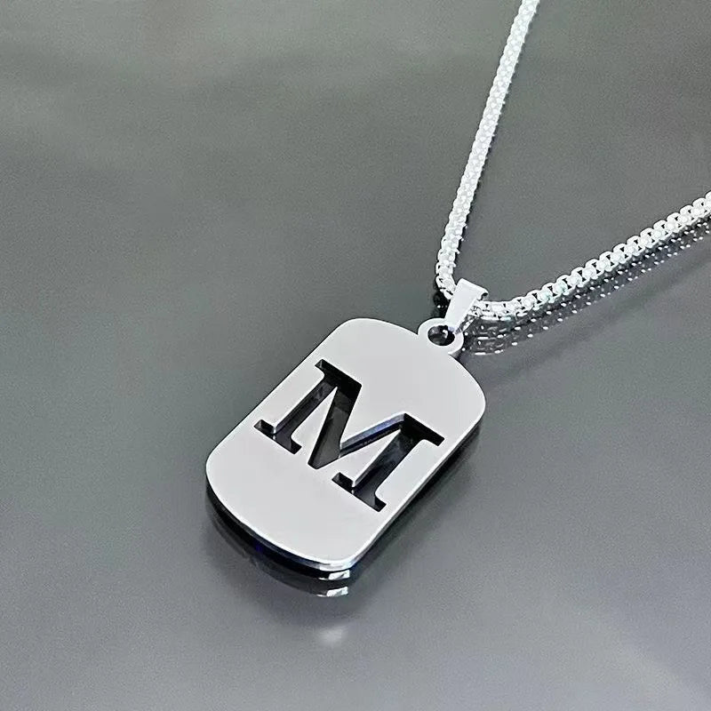 Stainless steel Men Women Pendant Necklace Hollow 26 Mother Without Plating Design  Style Hip Hop Chain for Daily Wear and Gift
