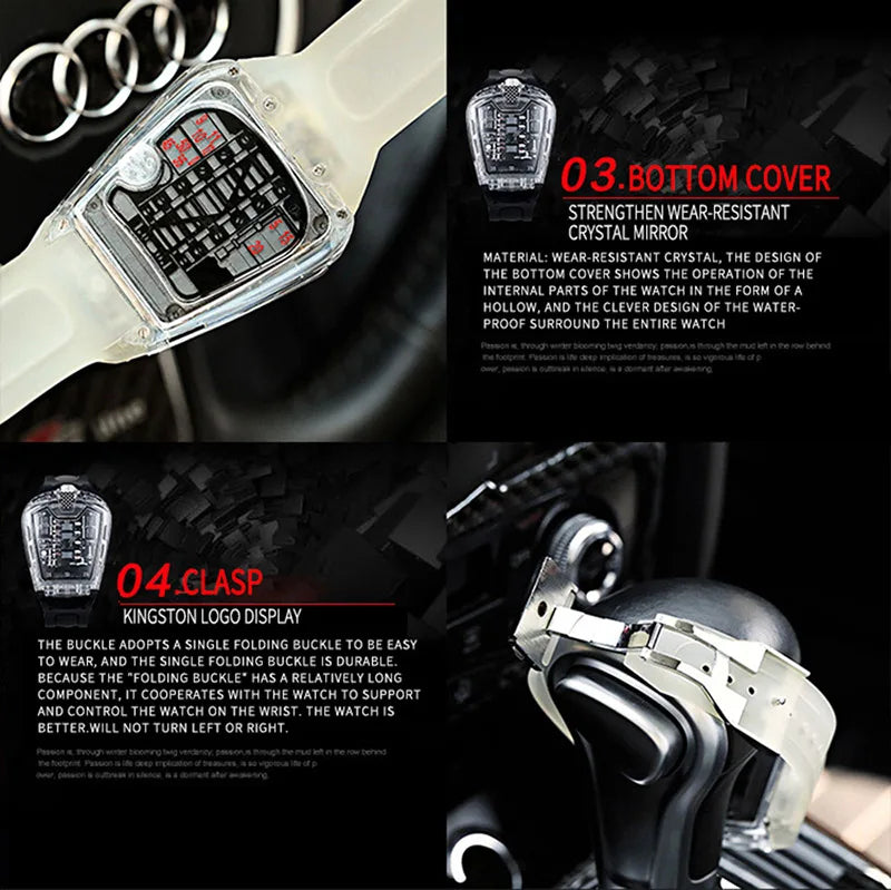 Men's Hollow Watch Ghost Silica Silicone Bracelet Quartz Watch Cool Relogio Men Watch Skeleton Ghost Student Clock