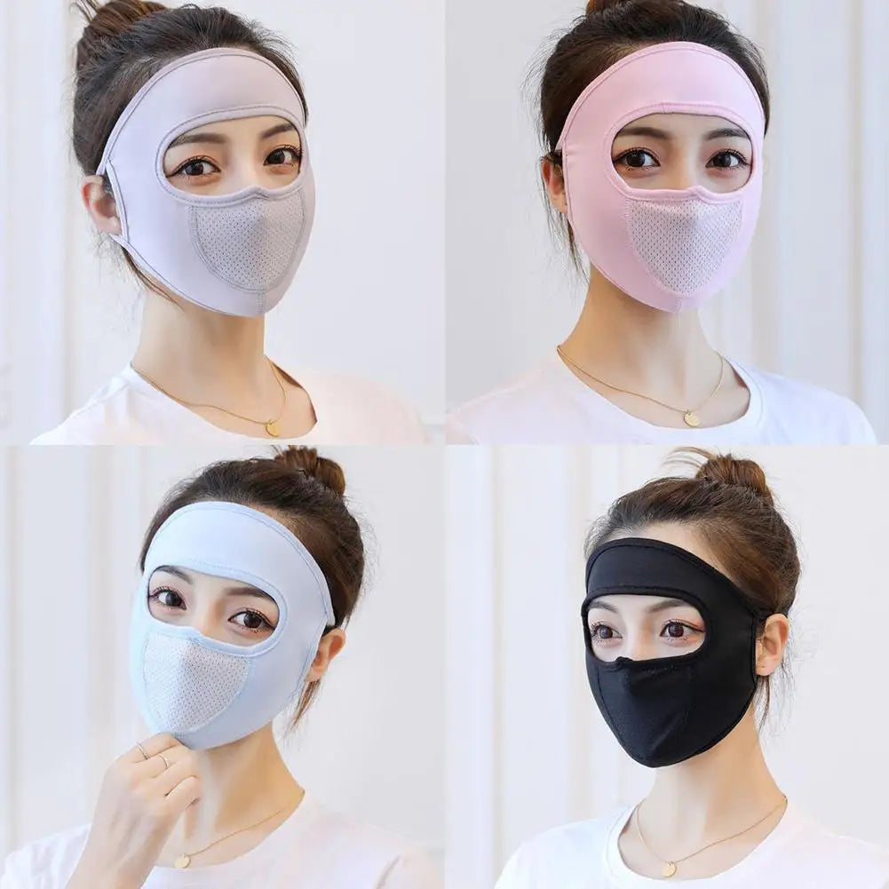 Women Men Sunscreen Mask Outdoor Sports Cycling Breathable Washable Reusable Double Layer Ice Silk Masks Anti-UV Sun Face Cover