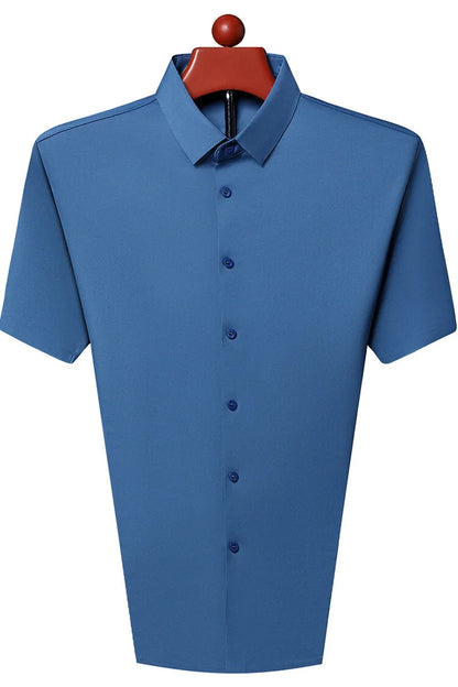 Men's Ultra Stretch Short Sleeve T-Shirt Business Casual Breathable Stretchable Abrasion-Resistant Solid Color Short Sleeve Shirt