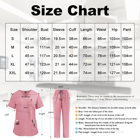 Multicolor Scrubs Uniform Women Short Sleeve Tops+Pants Scrub Set Nursing Uniform Pet Shop Doctor Scrub Medical Surgery Workwear