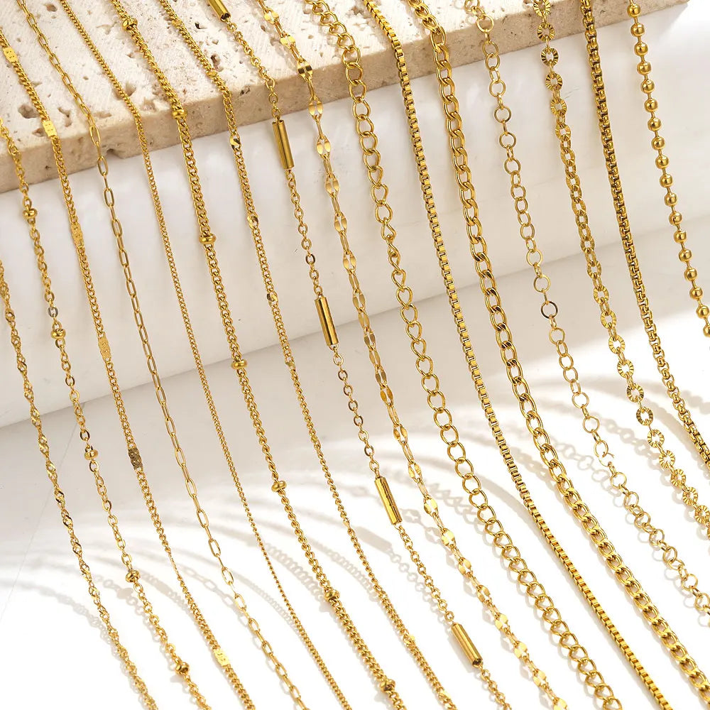 2-meter Lips Beads Chain Stainless Steel Cable Chains for Jewelry Making DIY Necklace Bracelet Accessories Gold Chain Findings