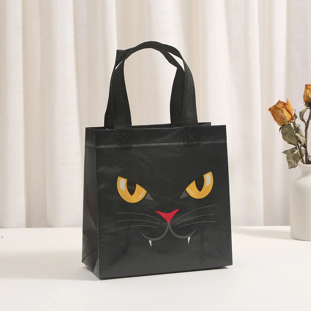 5 PCS Halloween Non-Woven Treat Bags Pumpkin Ghost Bat Mummy Monster Cat Pattern Totes Bag Trick or Treat Halloween Party Favor