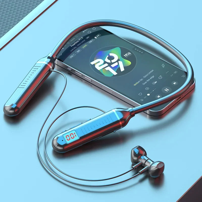 K58 Wireless Earphones Bluetooth 5.3 Neckband Headphones Gaming LED Display HIFI Headset Sports TWS Earbuds With Mic TF Card