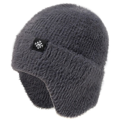 Hot Sale Women Earflap Winter Hat Candy Colors Fashion Faux Fur Knitted Hat Kpop Style Soft Beanie Hats Female Streetwear Cap
