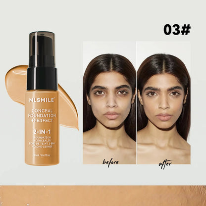 MLSMILE 6 color Powder Foundation long-Lasting Waterproof, Moisturing Sweat resistant and easy to open Oil-control concealer
