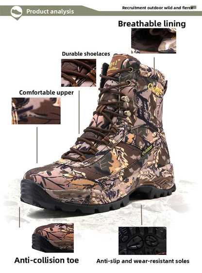 Men's Camouflage Tactical Boots Desert Waterproof Work Safety Shoes Mountaineering Shoes Ankle Boots Men's Outdoor Boots