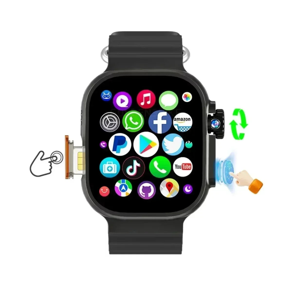 4G Android Smartwatch DW100 New Global Call Fingerprint Unlock 4G SIM Card 2.29 Inch AMOLED Video Chat WIFI GPS App Download