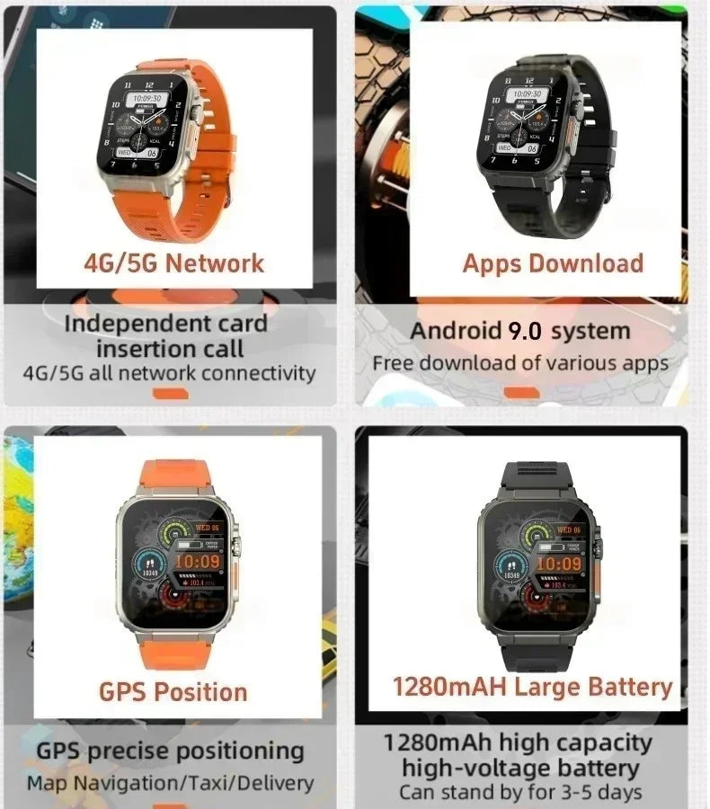 Original 4G Smartwatch CDS9 S9 S10 Ultra Rotary Camera GPS WIFI Heart Rate Tracker 256GB Storage Download Apps Sport Smart Watch