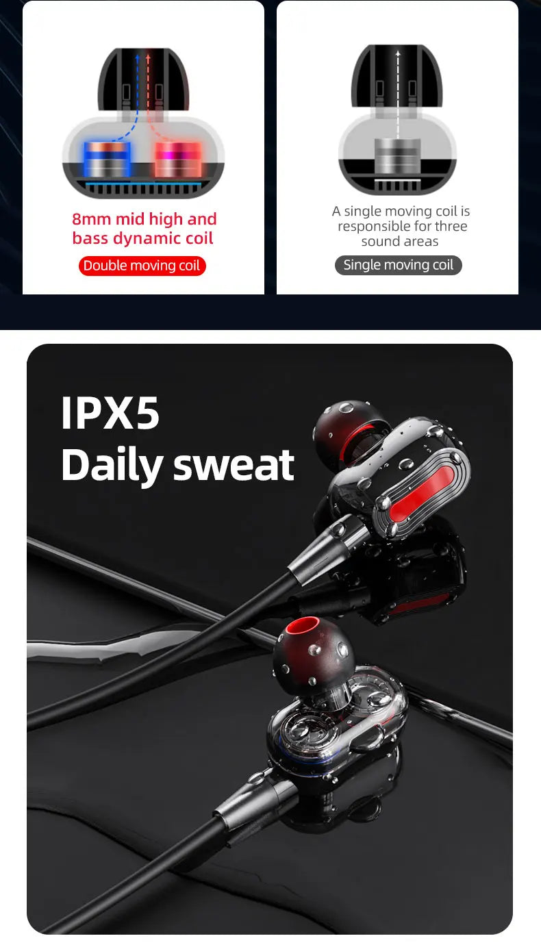 Original Lenovo HE05 Pro TWS Wireless Bluetooth 5.0 Sports Noise Canceling Neckband Earphones, Waterproof, Microphone