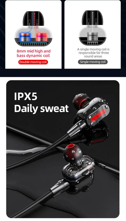 Original Lenovo HE05 Pro TWS Wireless Bluetooth 5.0 Sports Noise Canceling Neckband Earphones, Waterproof, Microphone