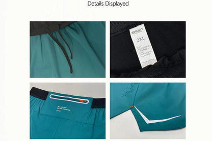 Men Running Shorts Gym Marathon Track Sports Shorts 2 In 1 Quick Dry Workout Training Gym Fitness Short Pants Summer Men Shorts