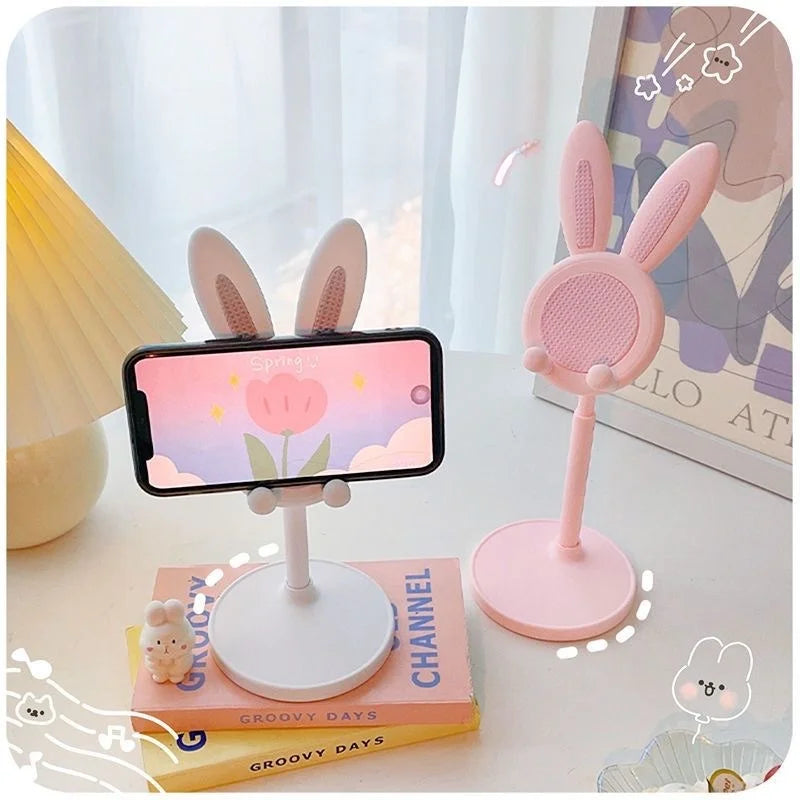 The cute bunny cell phone holder can lift and adjust the accessories of the desk phone holder/phone grip.