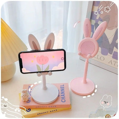 The cute bunny cell phone holder can lift and adjust the accessories of the desk phone holder/phone grip.