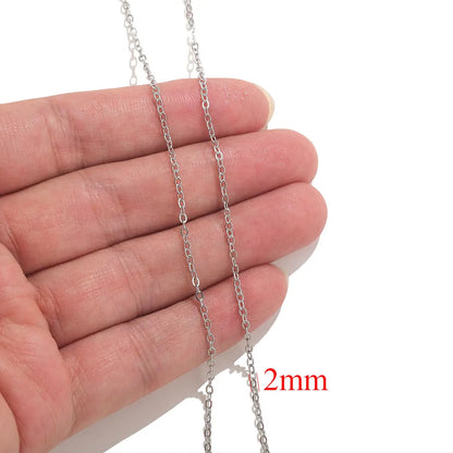 2-meter Lips Beads Chain Stainless Steel Cable Chains for Jewelry Making DIY Necklace Bracelet Accessories Gold Chain Findings
