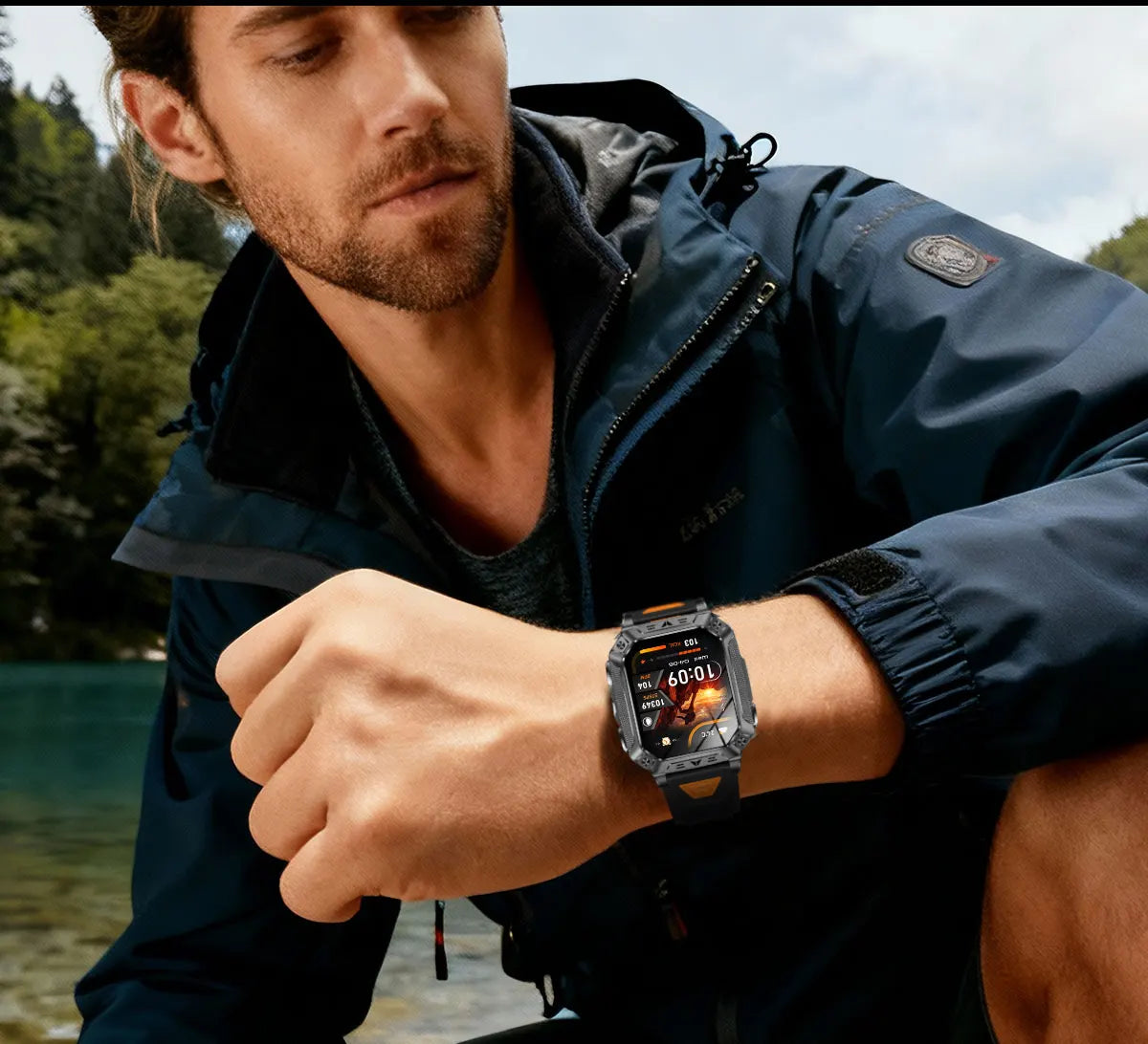 Robust military smart watch 1400Mah battery fitness tracking 10ATM waterproof tactical sports flashlight men's phone watch
