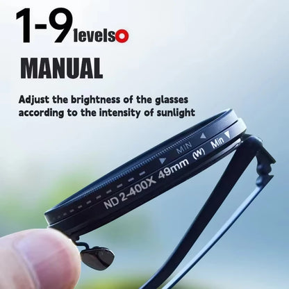 ND9 Retro Punk Round Adjustable Darkening Sunglasses for Men, Outdoor Fishing, UV400 Polarized Driving Glasses