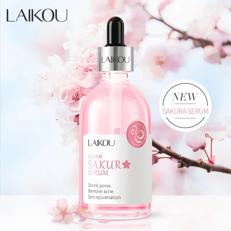 LAIKOU Cherry Blossom or Rose Essence Solution Facial Care Moisturizing Brightening Tighten Hydrating Repair Soothe Soften 100ml