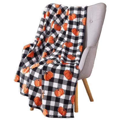 Halloween Throw Blanket for Couch Bed Halloween Fall Thanksgiving Gift Blanket Pumpkin and Ghost Print Blankets Sofa Blankets