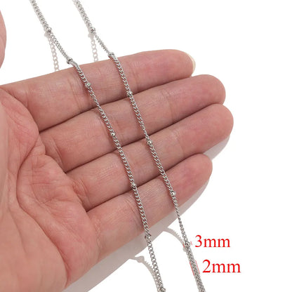 2-meter Lips Beads Chain Stainless Steel Cable Chains for Jewelry Making DIY Necklace Bracelet Accessories Gold Chain Findings