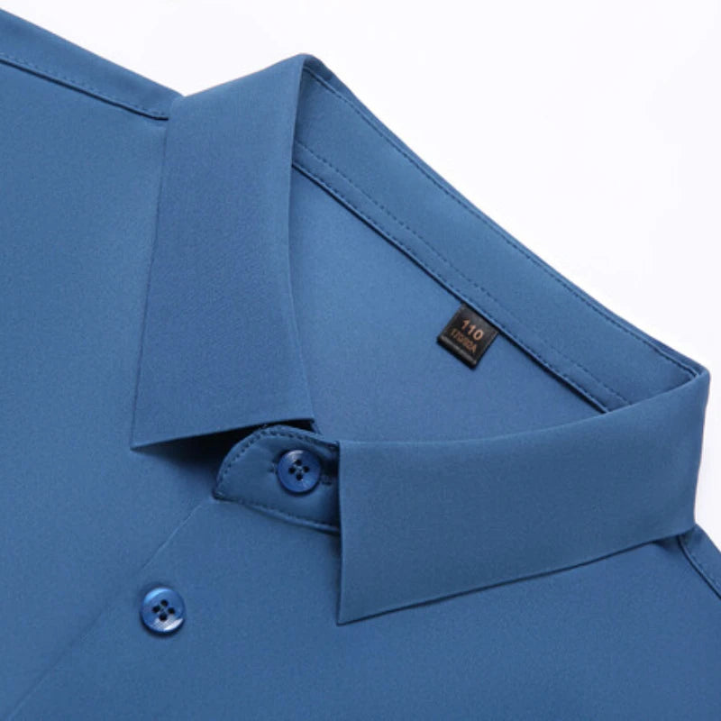 Men's Ultra Stretch Short Sleeve T-Shirt Business Casual Breathable Stretchable Abrasion-Resistant Solid Color Short Sleeve Shirt