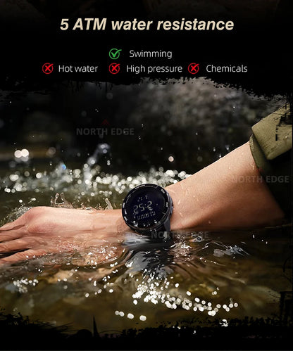 NORTH EDGE 2025 TERRAX Men's Digital Military Watches Outdoor Sports Swimming Waterproof 50M Stopwatch Countdown Light Watch Men