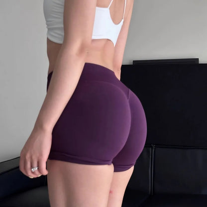 No Logo Dynamic Shorts , Women's Seamless Scrunch  Yoga High Waist Band Gym Short High Stretch Workout Biker Shorts