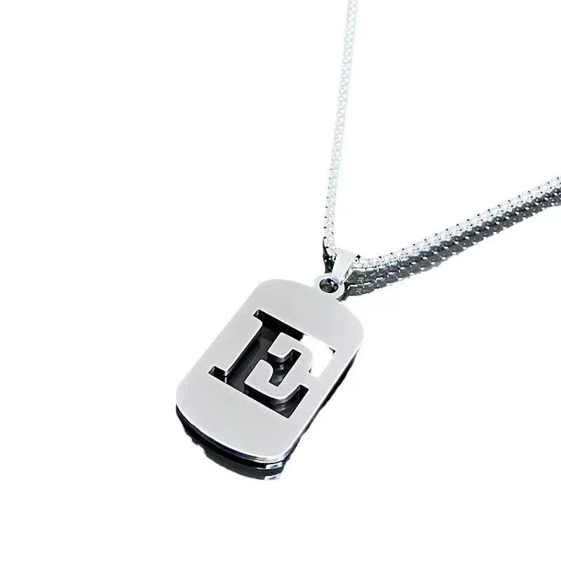 Stainless steel Men Women Pendant Necklace Hollow 26 Mother Without Plating Design  Style Hip Hop Chain for Daily Wear and Gift