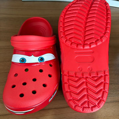 Mcqueens Pixar Cars Cartoon Kawaii Waterproof Breathable Eva Slippers For Adults Solid Outdoor Sandals With Holes Casual Shoes