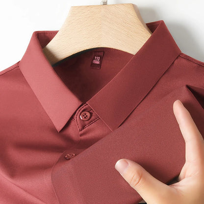 Men's Ultra Stretch Short Sleeve T-Shirt Business Casual Breathable Stretchable Abrasion-Resistant Solid Color Short Sleeve Shirt