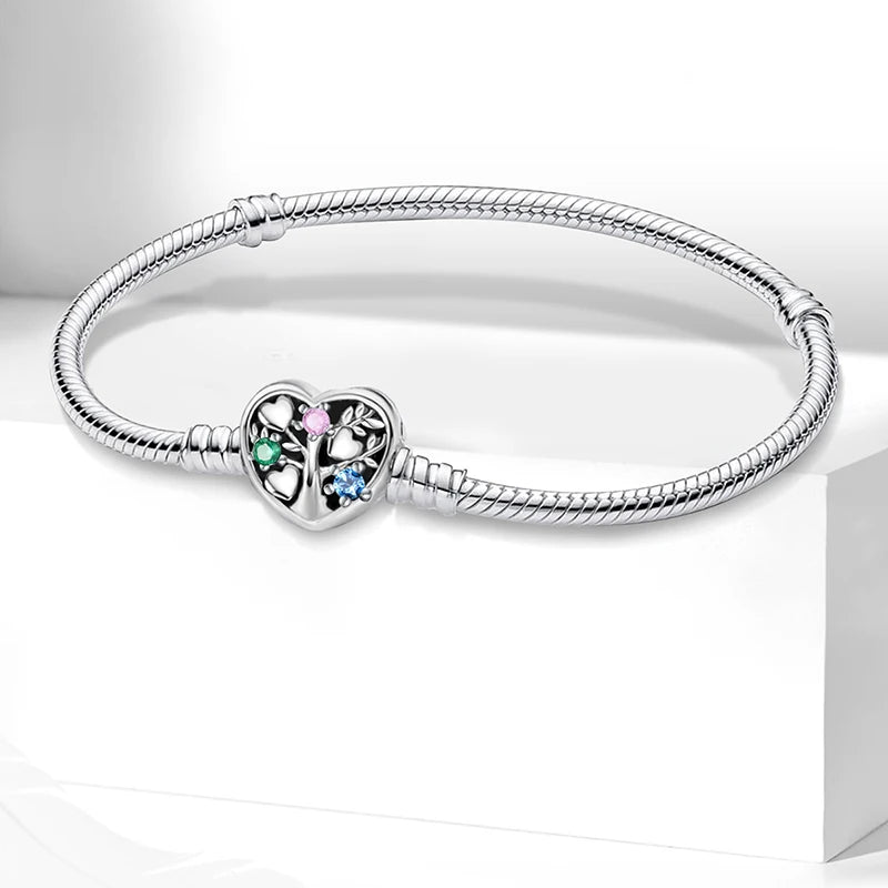925 Sterling Silver Zircon Sweet Love Heart Bracelet DIY Bead Making Fit Original Pan Bracelets Fine Jewelry Gift