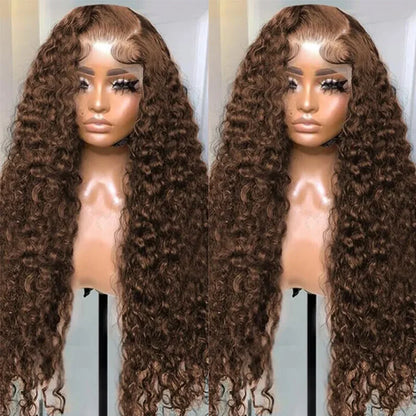 Deep Wave Frontal Wig 13x6 Hd Lace 30 Inch Chocolate Brown 13x4 Curly Lace Front Human Hair Water Wave Brazilian Wigs For Women