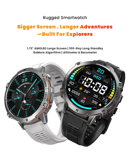 T-Rex 3 Military Grade 1000mAh Battery Smart Watch 10ATM Waterproof GPS Compass Altimeter Call AMOLED Men Swim Sports Smartwatch