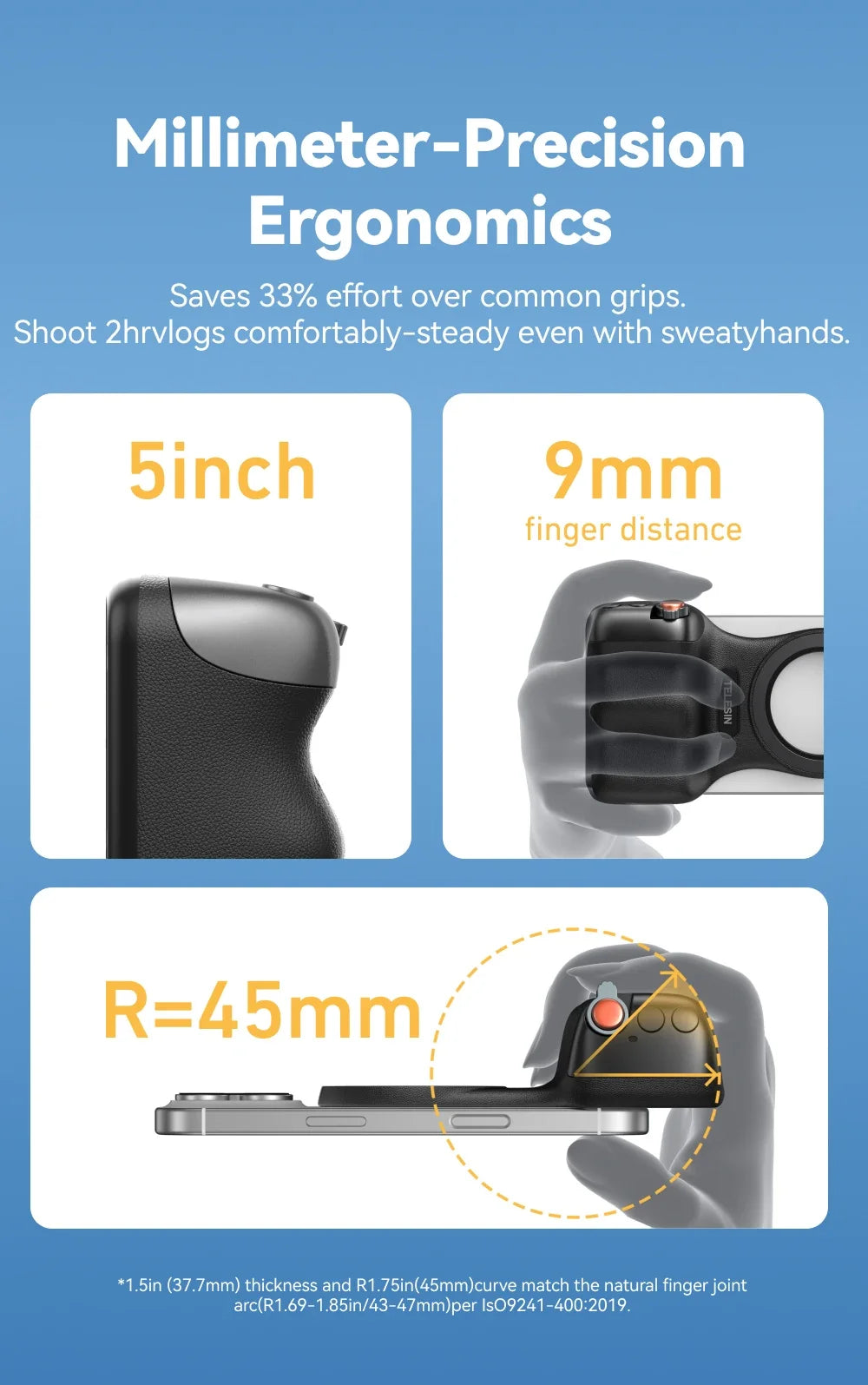 TELESIN Phone Camera Shoot Hand Grip Magnetic Smart Phone Holder Shooting Aid Remote Control Handle For Iphone Android Phone