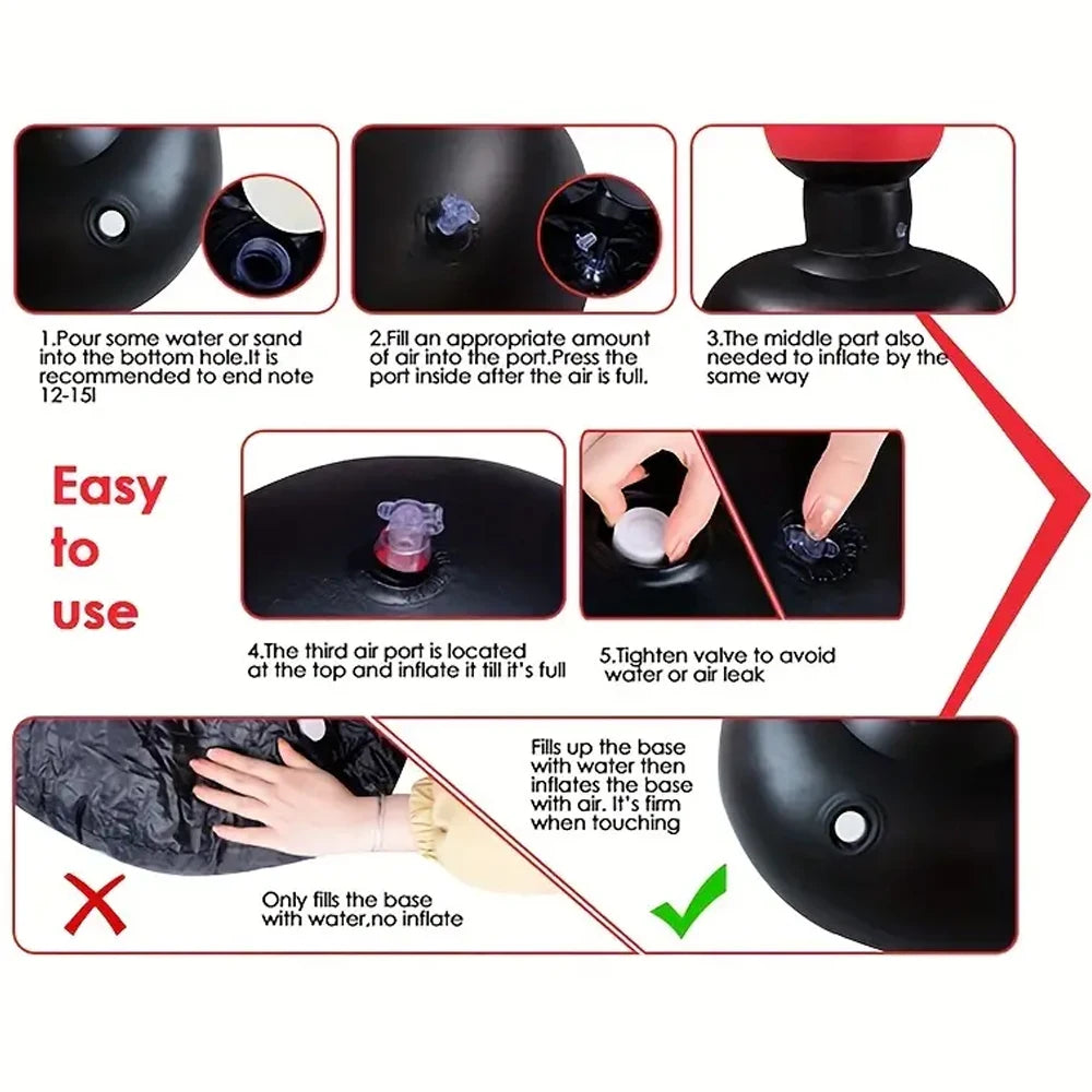 1pc KO Style Inflatable Boxing Sandbags Punching Bag 160cm/63inch Boxing Column Karate Taekwondo Training Props