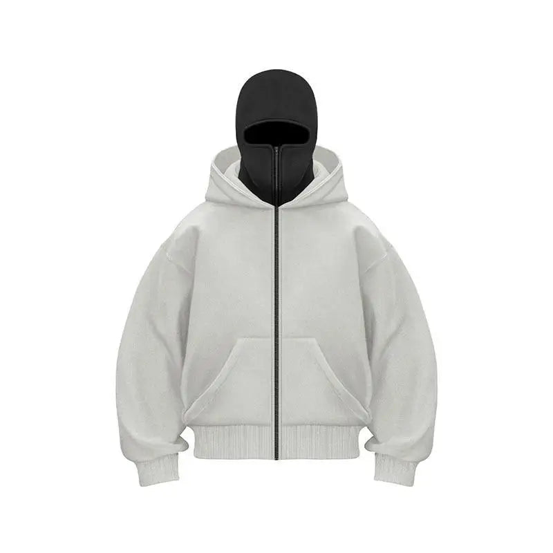 2025 Autumn/Winter New Men's and Women's Double Hats with Hoodie Coat Zipper Windproof and Warm Couple Hip Hop Sports Top