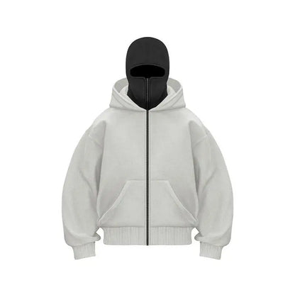 2025 Autumn/Winter New Men's and Women's Double Hats with Hoodie Coat Zipper Windproof and Warm Couple Hip Hop Sports Top