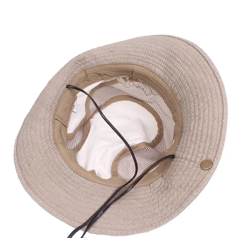 Foldable Cotton Sun Protection Hat Adjustable Breathable Wide Brim Fishing Cap Bucket Hat Jungle Hat Outdoor Camping Accessories