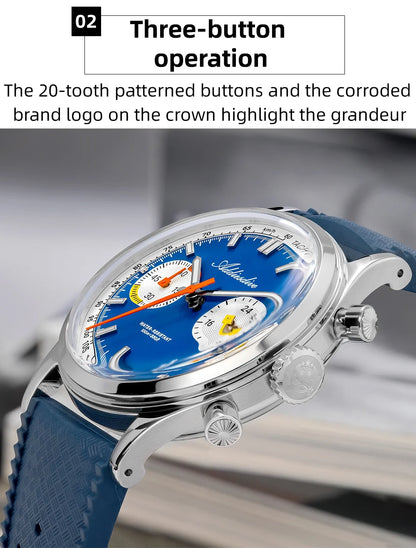 ADDIESDIVE New Men Watch 38mm VK64 Chronograph Fluororubber Luxury Domed Glass BGW9 Luminous 100m Waterproof Quartz Wristwatch